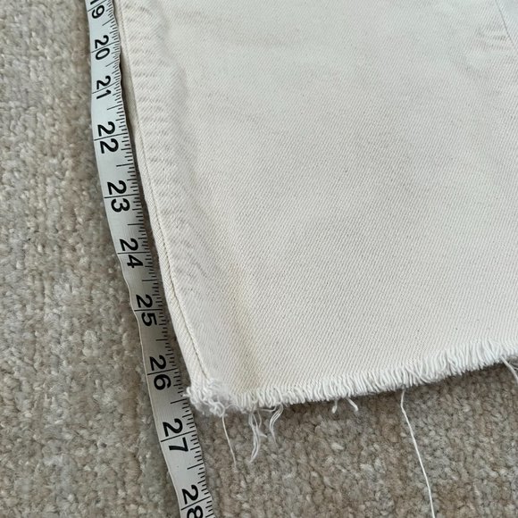 Zara High Waisted Distressed Straight Leg Jeans 4 Cream Cropped - Picture 5 of 9